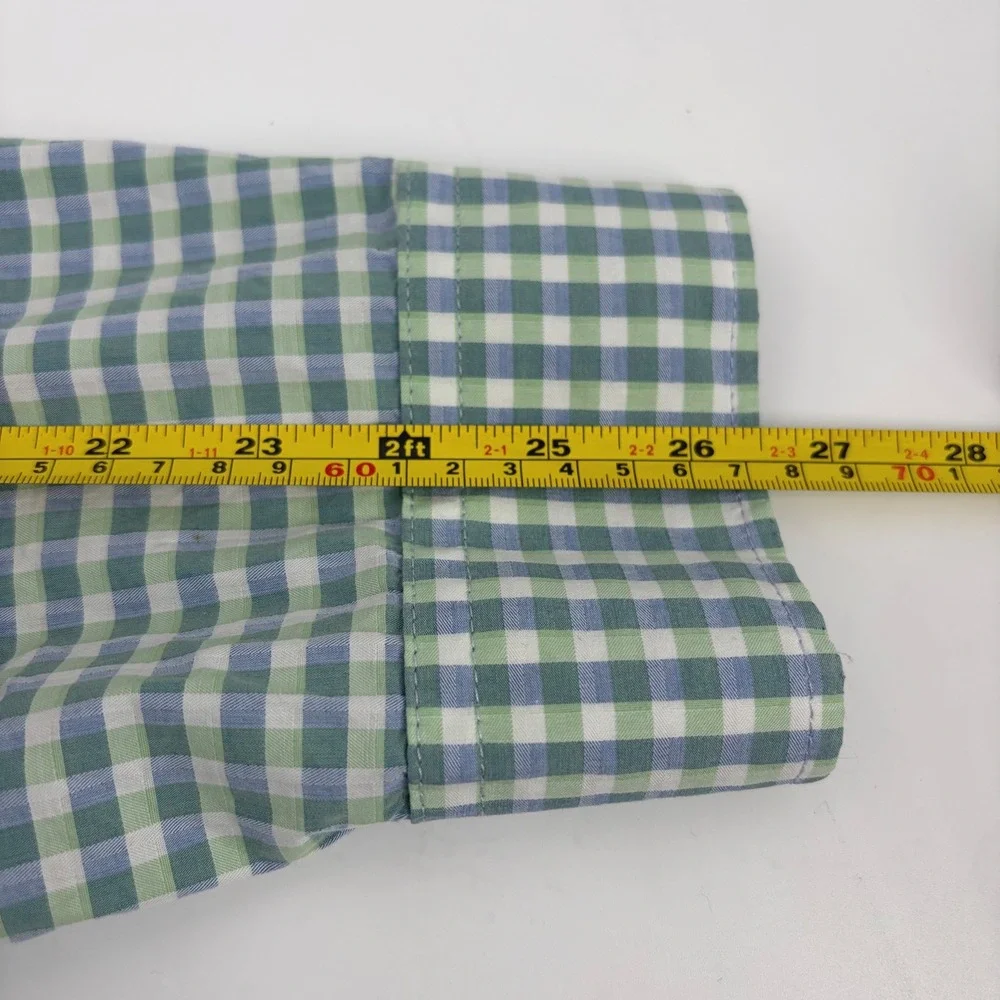 Banana Republic Slim Fit Gingham Button Down Shirt Mens XL Green White‎ Blue